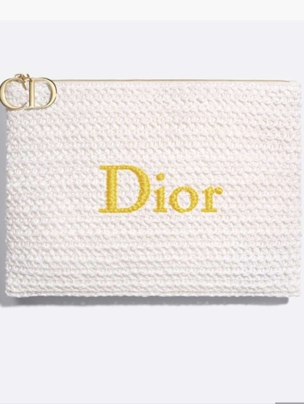 Dior Summer Pouch White Woven Straw Novelty Raffia Clutch Bag New